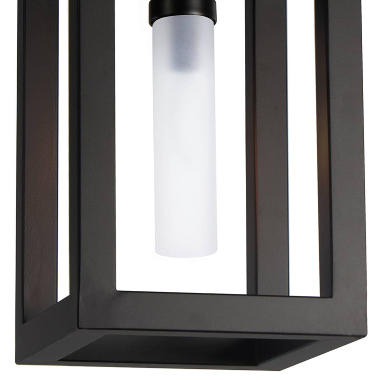 Montecito Elegance Frosted Glass & Black Iron Outdoor Lantern