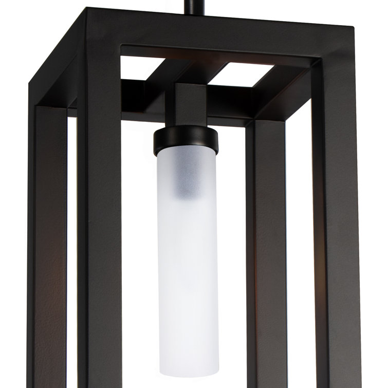 Montecito Elegance Frosted Glass & Black Iron Outdoor Lantern