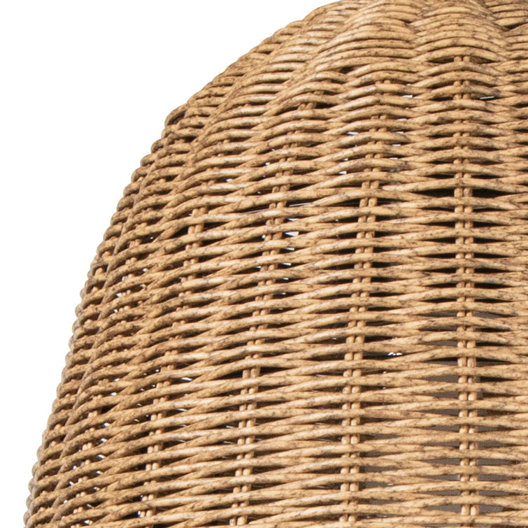 Coastal Beehive Wicker Bowl Pendant Light - Natural Brown