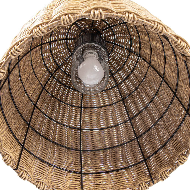 Natural Beehive Woven 1-Light Outdoor Pendant in Bronze
