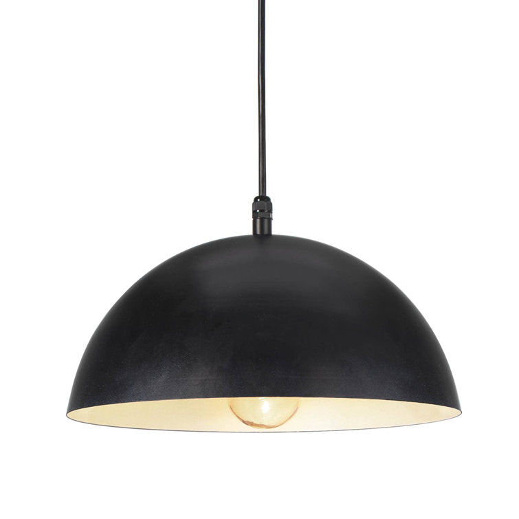 Sleek Black Aluminum Dome Outdoor Pendant Light