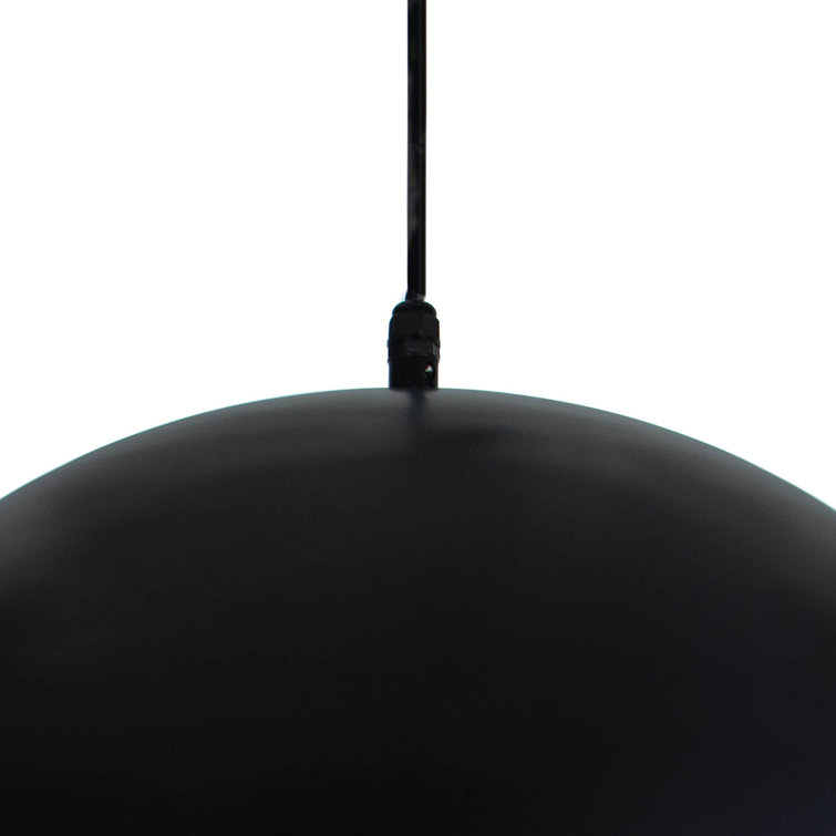 Sleek Black Aluminum Dome Outdoor Pendant Light, Large