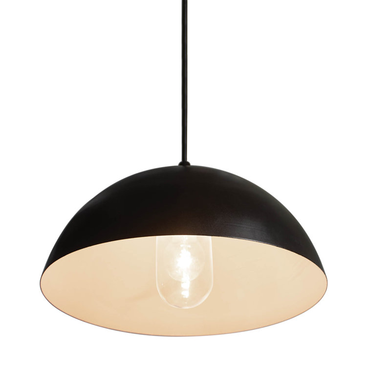 Sleek Black Aluminum Dome Outdoor Pendant Light, Large