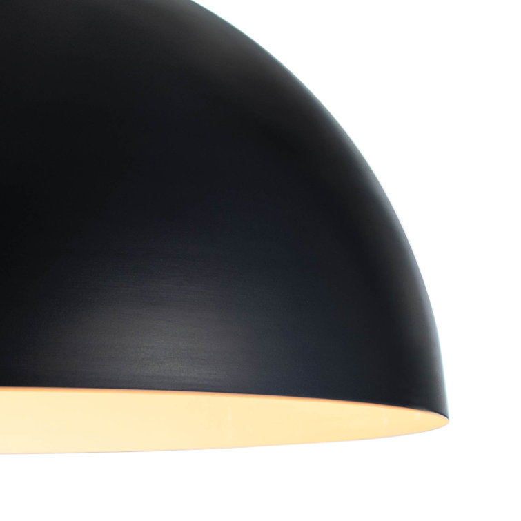 Sleek Black Aluminum Dome Outdoor Pendant Light, Large