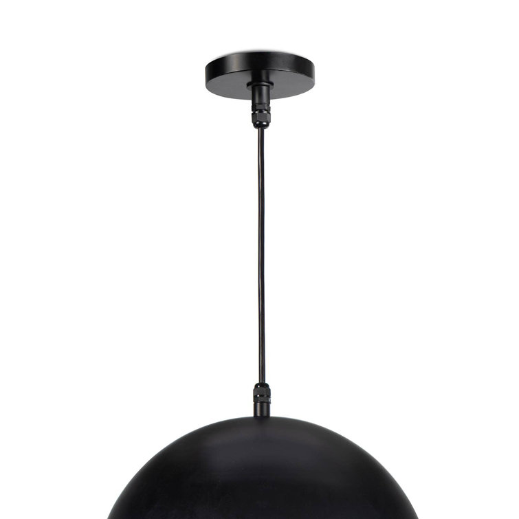 Sleek Black Aluminum Dome Outdoor Pendant Light