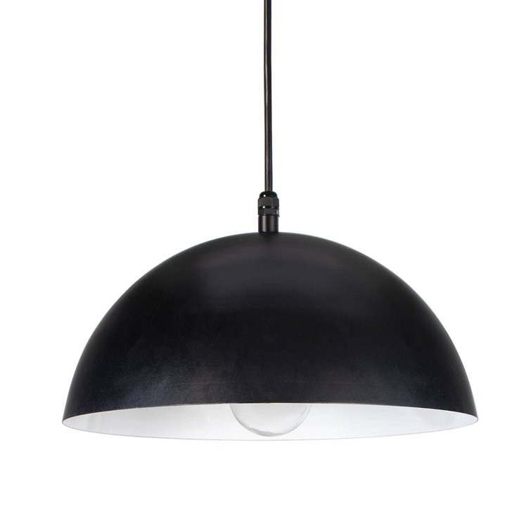 Sleek Black Aluminum Dome Outdoor Pendant Light