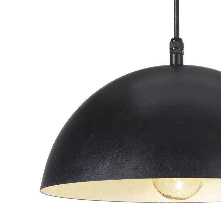 Sleek Black Aluminum Dome Outdoor Pendant Light