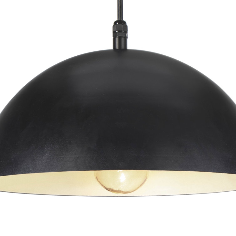 Sleek Black Aluminum Dome Outdoor Pendant Light