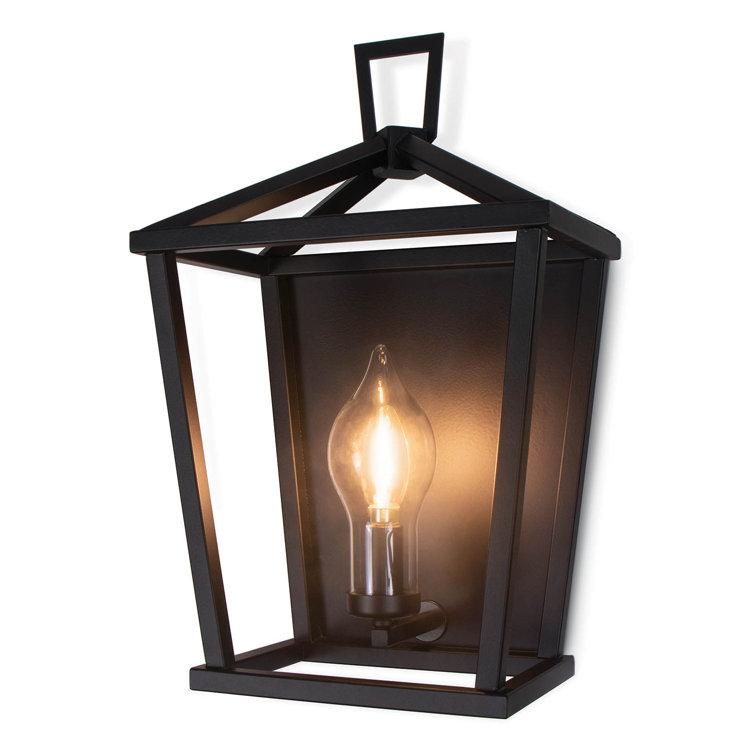 Black Iron Dimmable Outdoor Wall Sconce with Candelabra Bulb