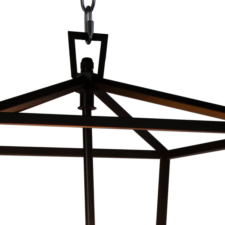 Black Iron 4-Light Outdoor Candle Lantern Pendant