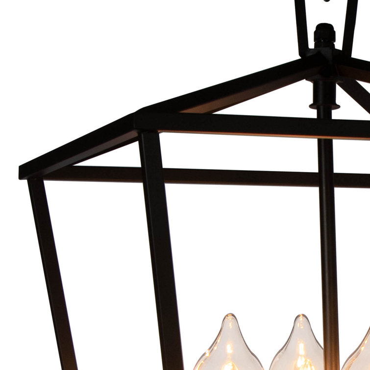 Black Iron 4-Light Outdoor Candle Lantern Pendant