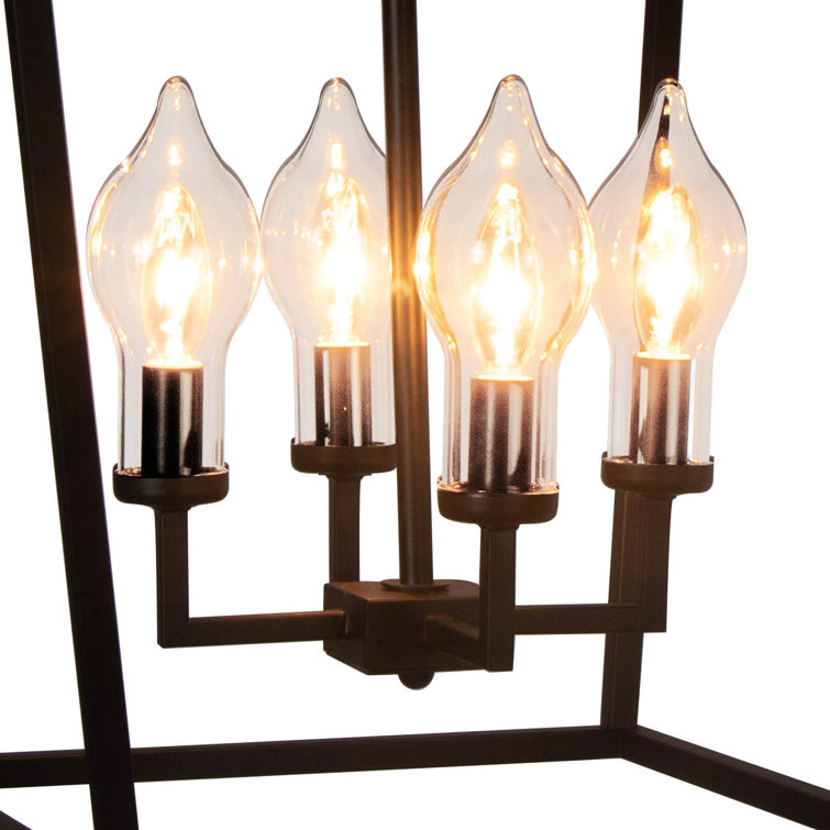 Black Iron 4-Light Outdoor Candle Lantern Pendant