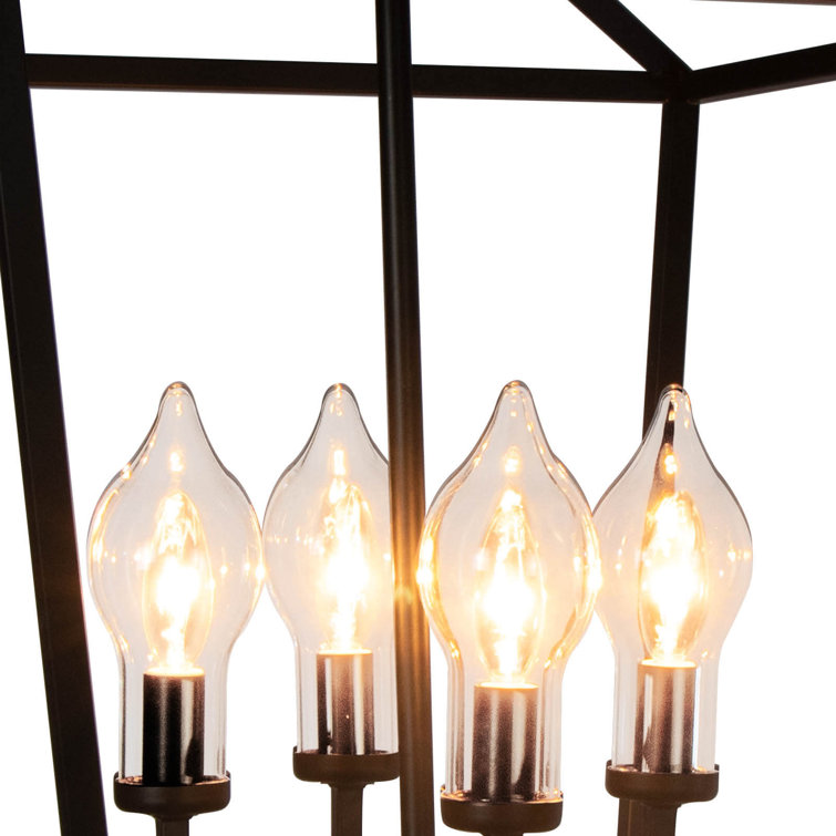 Black Iron 4-Light Outdoor Candle Lantern Pendant