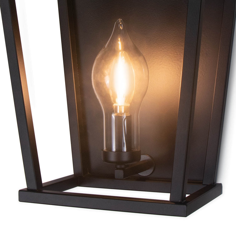 Black Iron Dimmable Outdoor Wall Sconce with Candelabra Bulb
