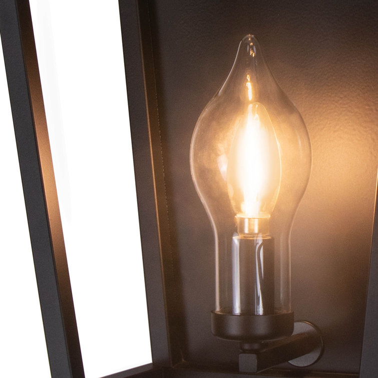 Black Iron Dimmable Outdoor Wall Sconce with Candelabra Bulb
