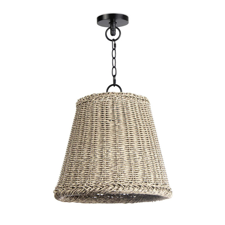 Augustine Weathered Grey Drum Pendant for Indoor/Outdoor