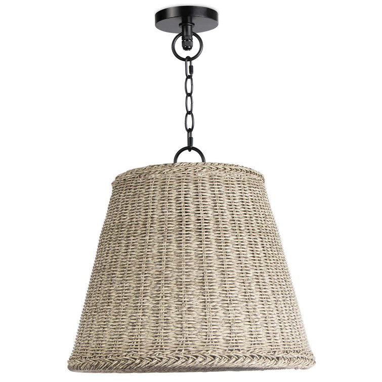 Augustine Whitewashed Wicker 1-Light Outdoor Pendant