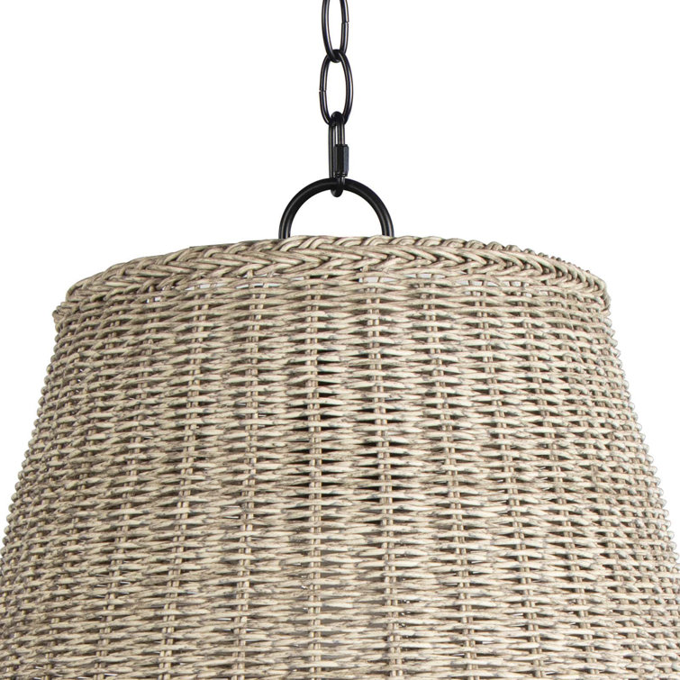 Augustine Whitewashed Wicker 1-Light Outdoor Pendant