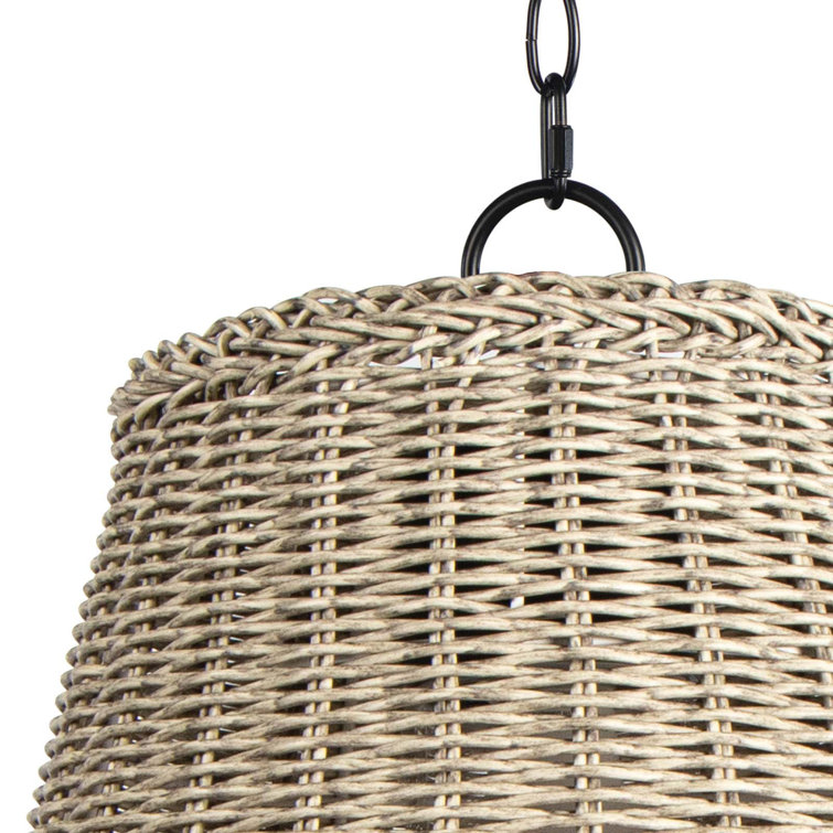 Augustine Whitewashed Wicker 1-Light Outdoor Pendant