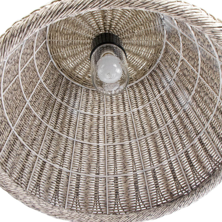Augustine Whitewashed Wicker 1-Light Outdoor Pendant
