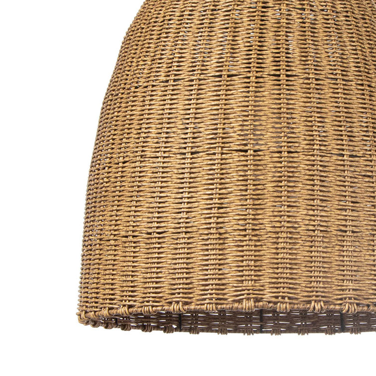 Coastal Beehive Wicker Bowl Pendant Light - Natural Brown