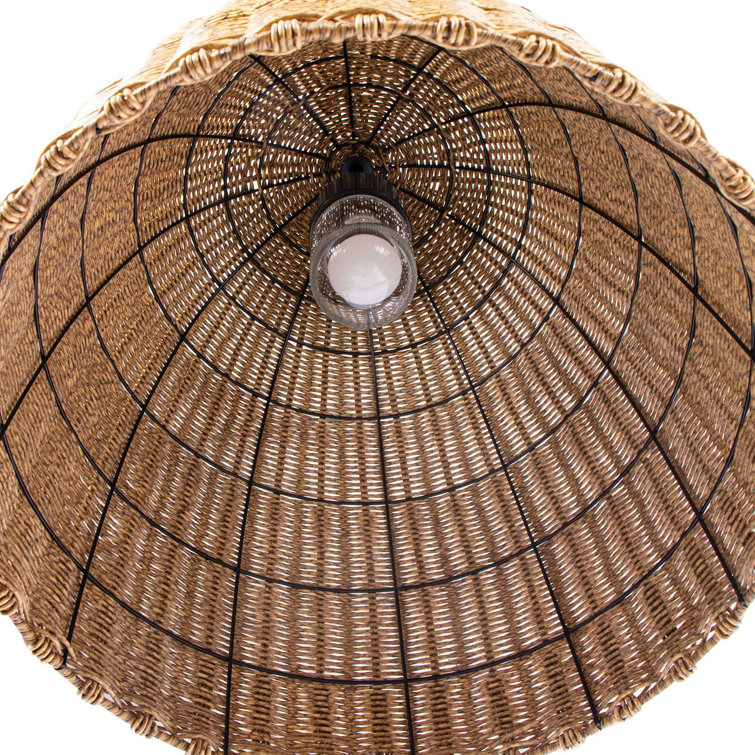 Coastal Beehive Wicker Bowl Pendant Light - Natural Brown