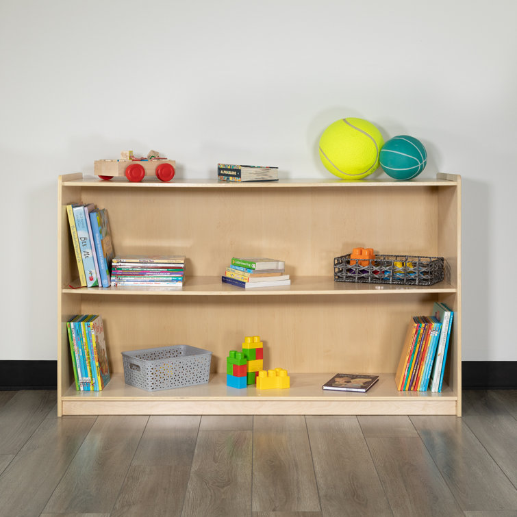 Natural Birch Wooden 2-Section Storage Cabinet for Kids