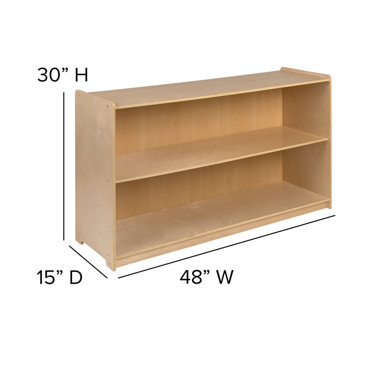 Natural Birch Wooden 2-Section Storage Cabinet for Kids