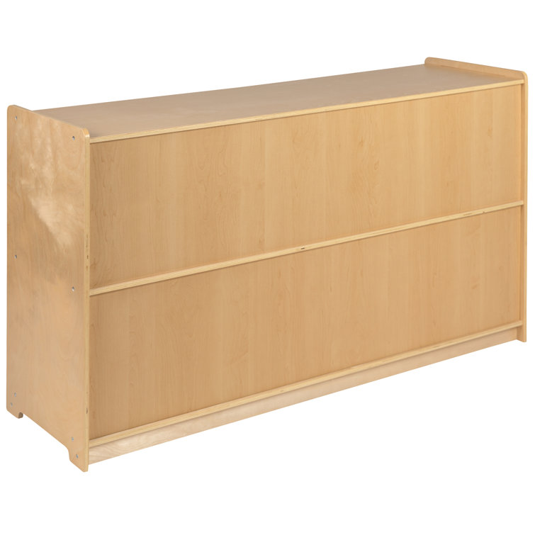 Natural Birch Wooden 2-Section Storage Cabinet for Kids