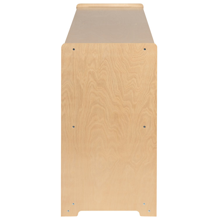 Natural Birch Wooden 2-Section Storage Cabinet for Kids