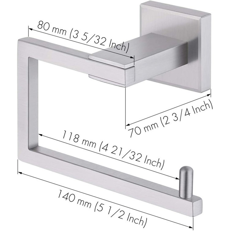 Brushed Nickel Wall Mounted Square Toilet Paper Holder