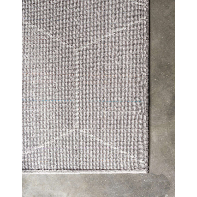 Light Gray 9' x 12' Synthetic Trellis Area Rug