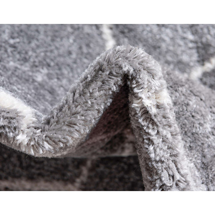 Light Gray 9' x 12' Synthetic Trellis Area Rug