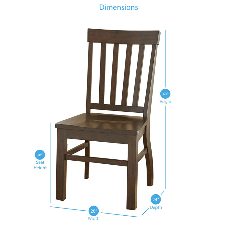 Dark Oak Slat Back Solid Wood Side Chair Set