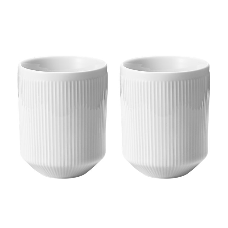 White Ceramic Double-Layered Coffee Mugs, Set of 2