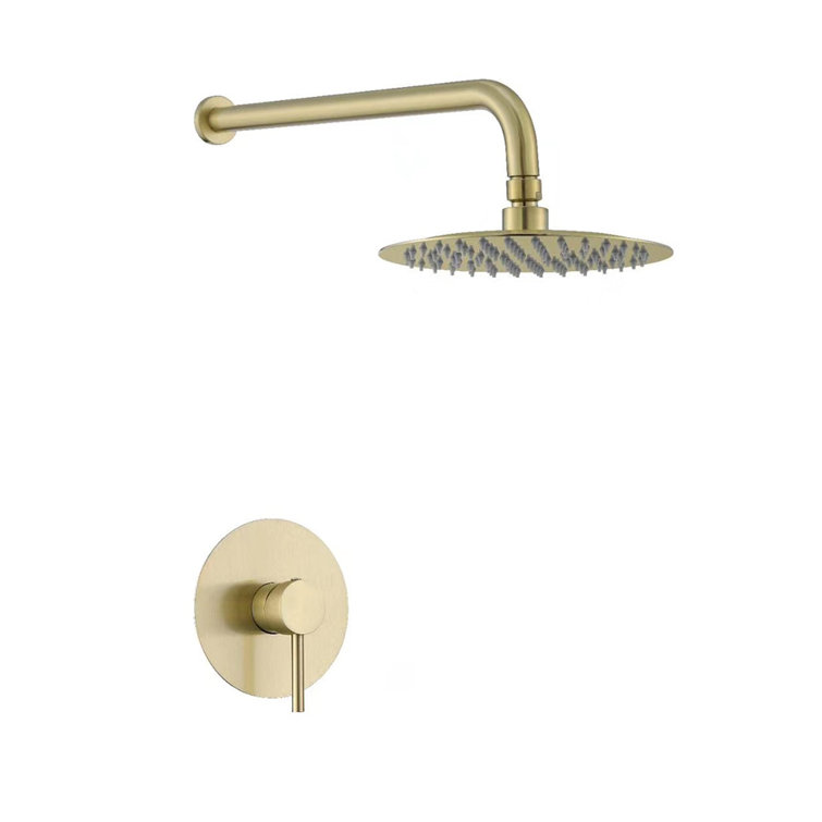 Brushed Gold 10-Inch Round Rain Shower Head with Valve