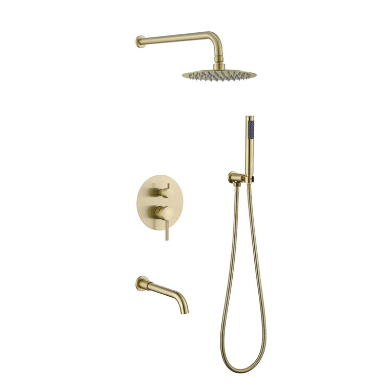 Brushed Gold Large Round Multi-Head Rain Shower System