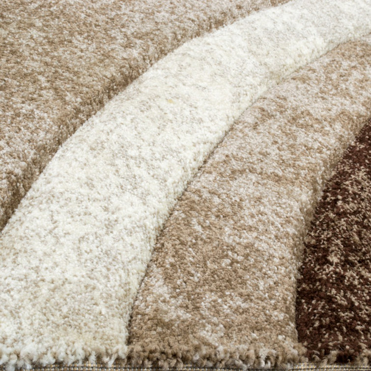 Arhan Abstract Brown Beige High-Low Pile Area Rug