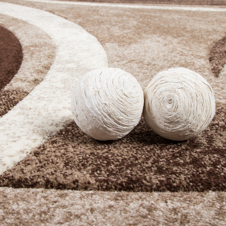 Arhan Abstract Brown Beige High-Low Pile Area Rug