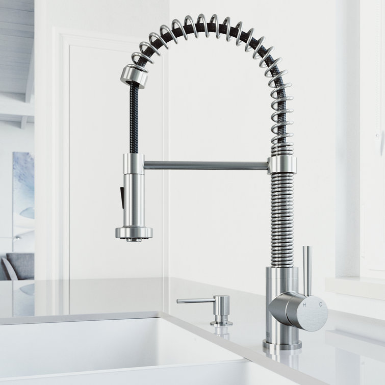 Stainless Steel Pull-Down Sprayer Kitchen Faucet with Soap Dispenser