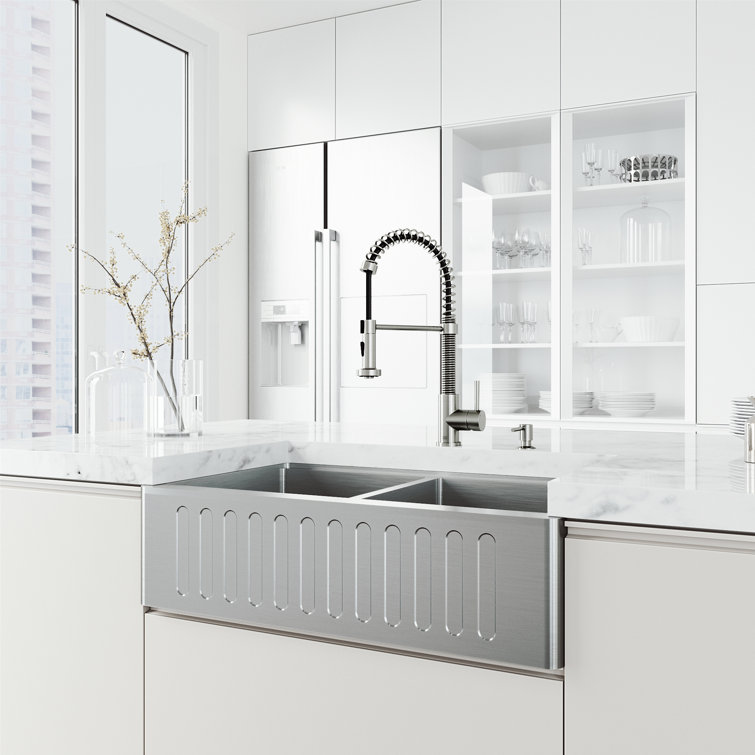 Stainless Steel Pull-Down Sprayer Kitchen Faucet with Soap Dispenser