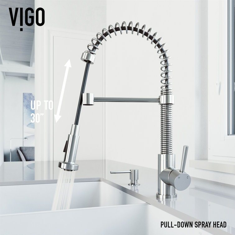 Stainless Steel Pull-Down Sprayer Kitchen Faucet with Soap Dispenser