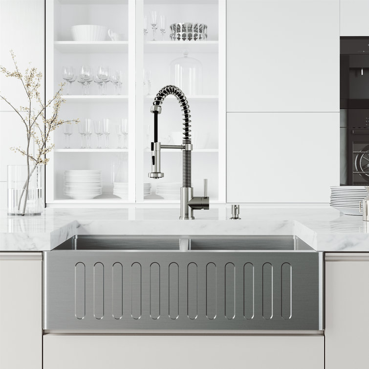 Stainless Steel Pull-Down Sprayer Kitchen Faucet with Soap Dispenser