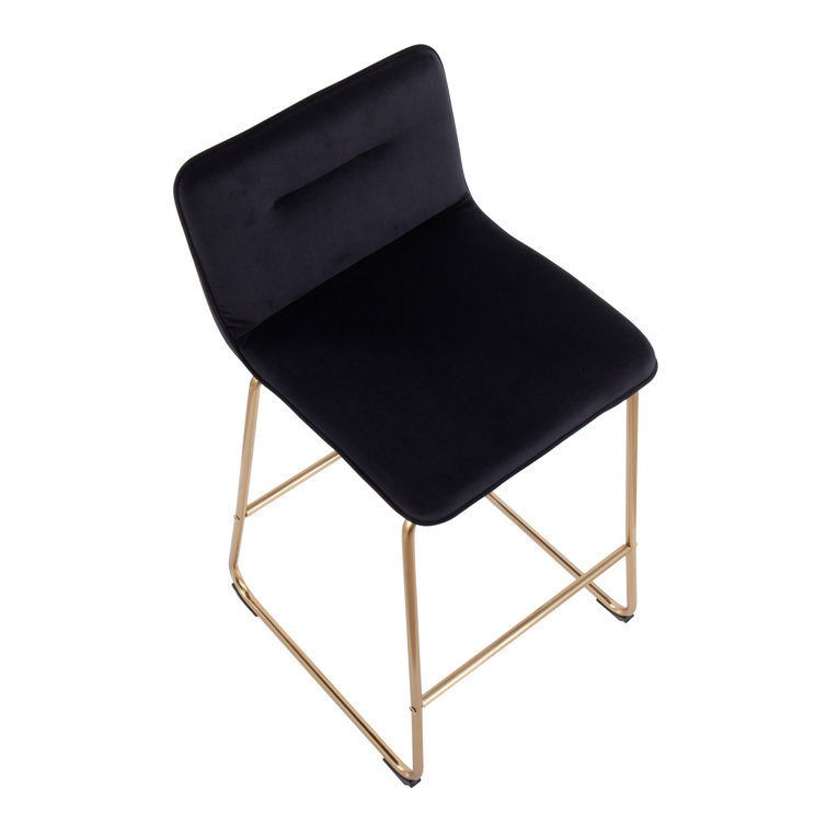 Beyonce 26" Gold Metal and Cream Velvet Modern Counter Stool Set