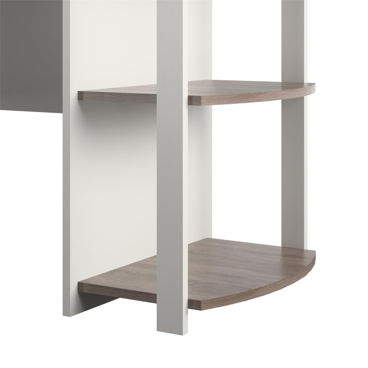 White Wood L-Shaped Computer Desk with Shelves