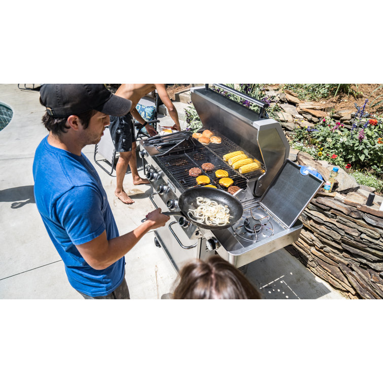 Stainless Steel 4-Burner Propane Gas Grill with Infrared Side Burner