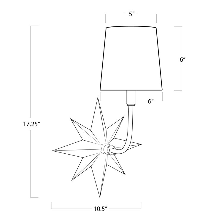 Natural Brass Starburst Sconce with Linen Shade