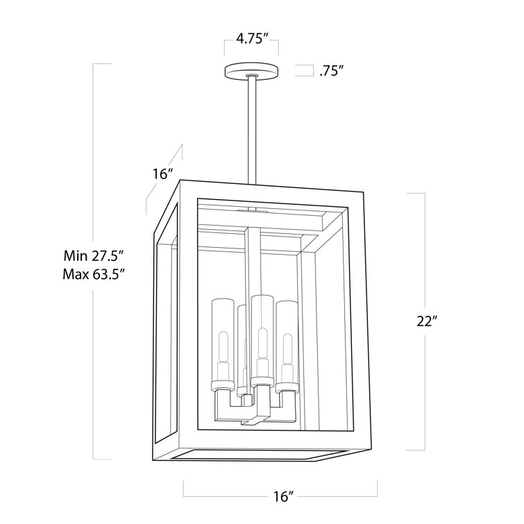 Montecito Black Iron and Frosted Glass 4-Light Outdoor Lantern