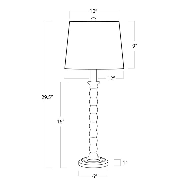Ebony Linen Shade 3-Way Switch Buffet Lamp