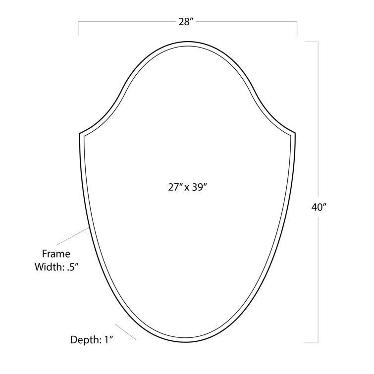 Regal Crest Oval Wall Mirror in Black Steel 40" Height